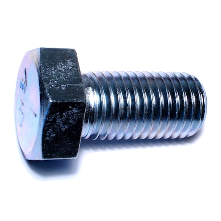 Grade 5, 1-8 Hex Head Cap Screw, Zinc Plated Steel, 2 In L, 10 PK